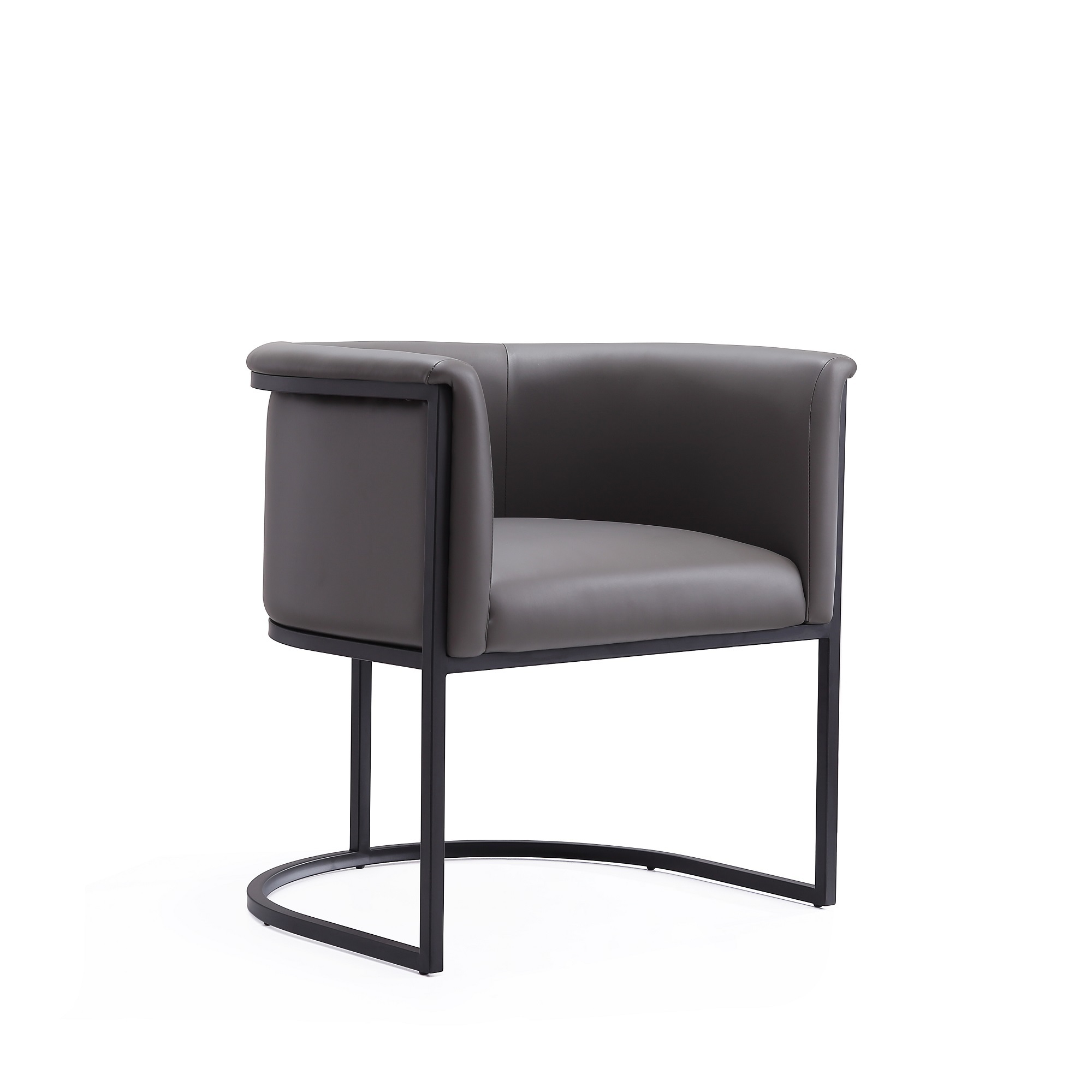 Manhattan Comfort, Bali Pebble and Black Faux Leather Chair, Primary Color Dark Gray, Included (qty.) 1 Model# DC044